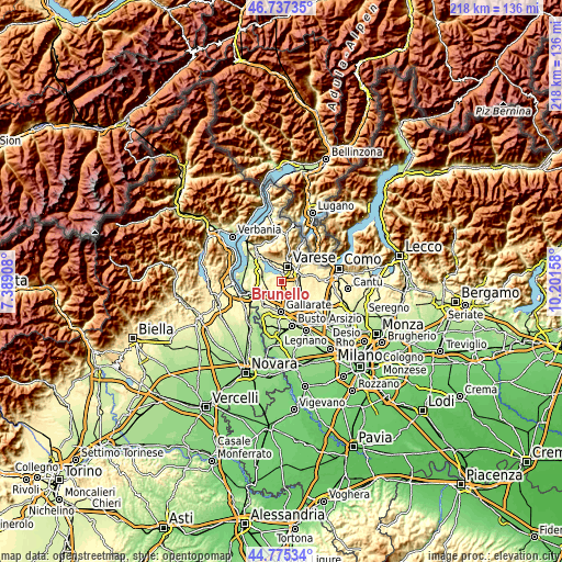 Topographic map of Brunello