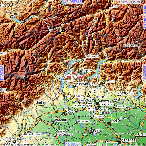 Topographic map of Cremenaga