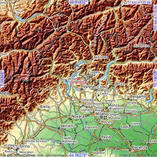 Topographic map of Grantola