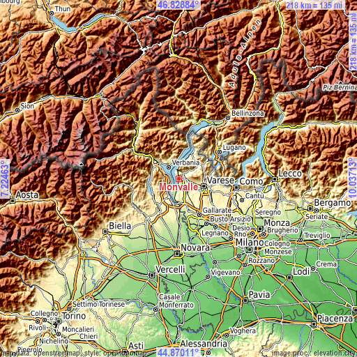 Topographic map of Monvalle