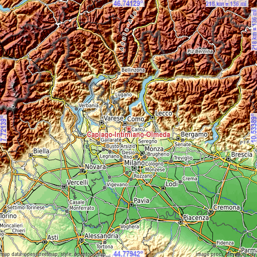 Topographic map of Capiago-Intimiano-Olmeda