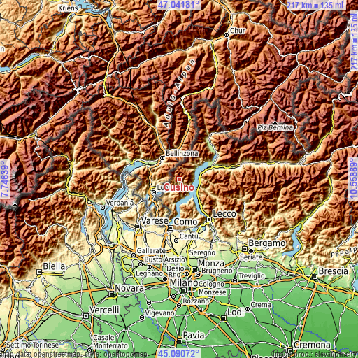 Topographic map of Cusino