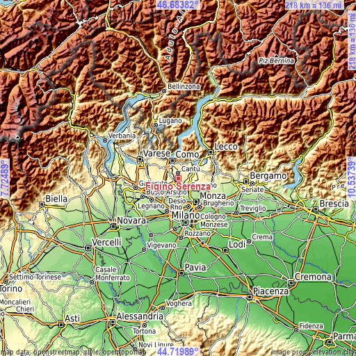 Topographic map of Figino Serenza