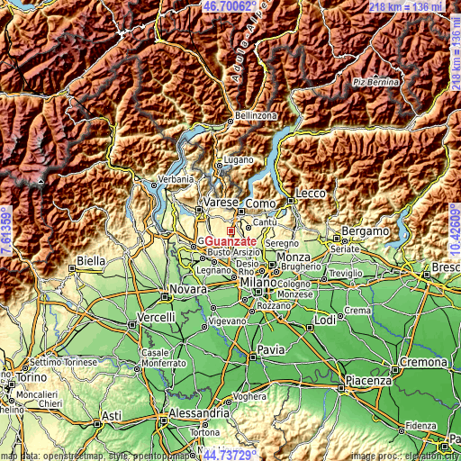 Topographic map of Guanzate