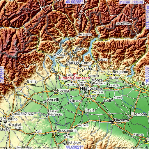 Topographic map of Limido Comasco