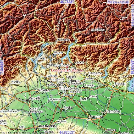 Topographic map of Longone al Segrino