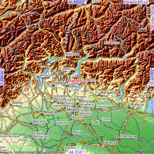 Topographic map of Magreglio