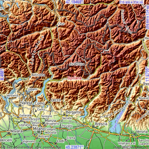 Topographic map of Spriana