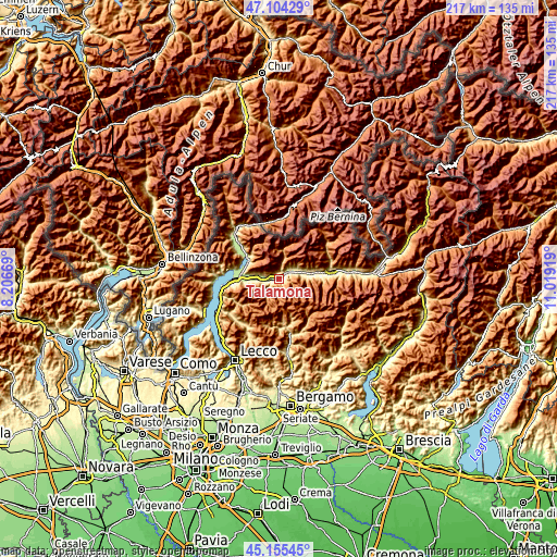 Topographic map of Talamona