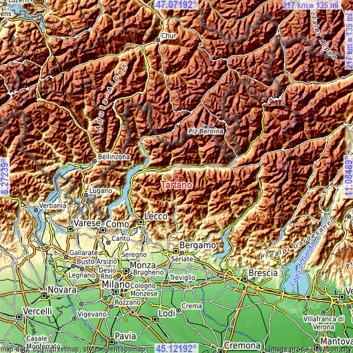 Topographic map of Tartano