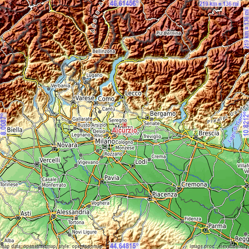 Topographic map of Aicurzio