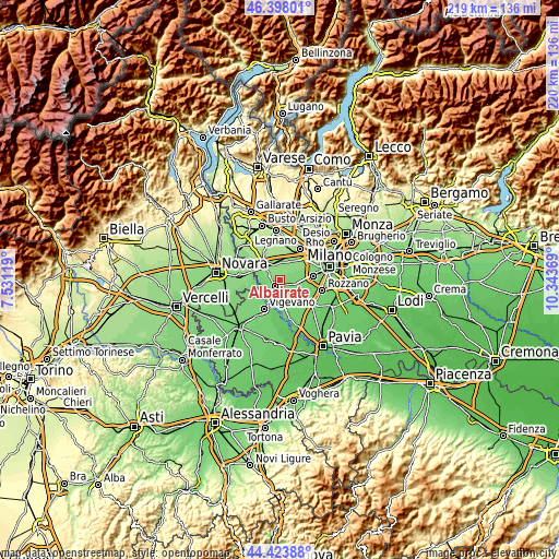 Topographic map of Albairate