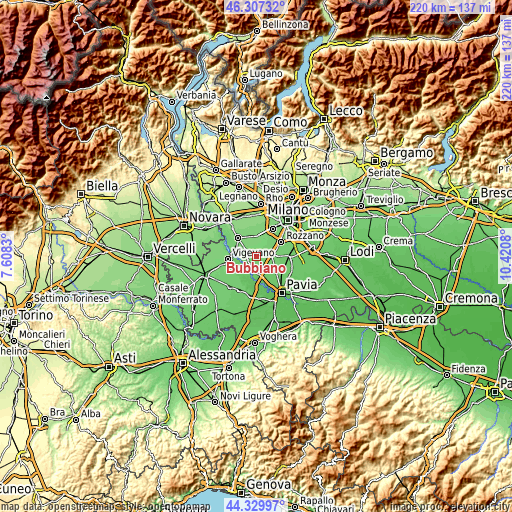 Topographic map of Bubbiano