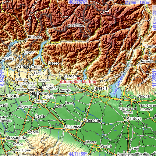 Topographic map of Adrara San Martino