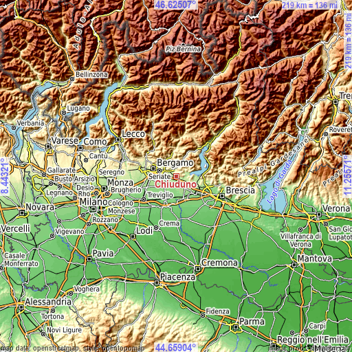 Topographic map of Chiuduno