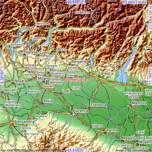 Topographic map of Cortenuova