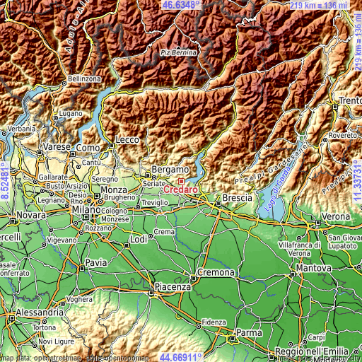 Topographic map of Credaro