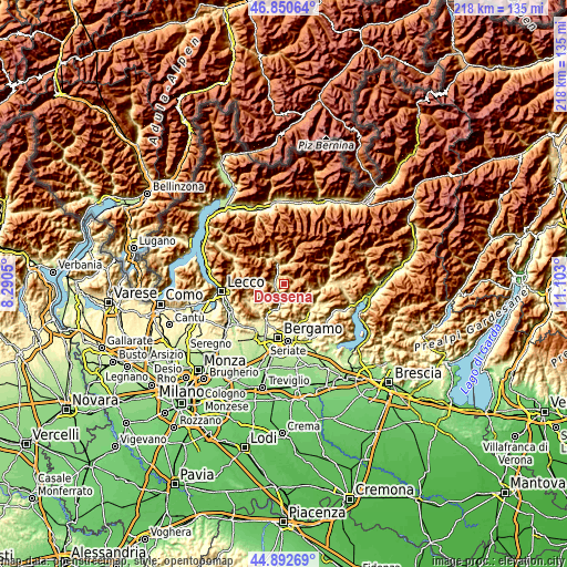 Topographic map of Dossena