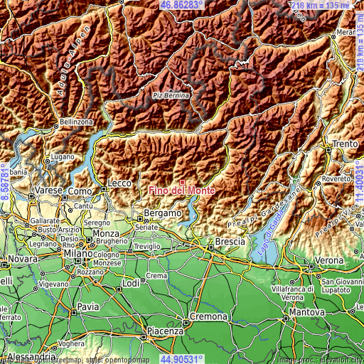 Topographic map of Fino del Monte