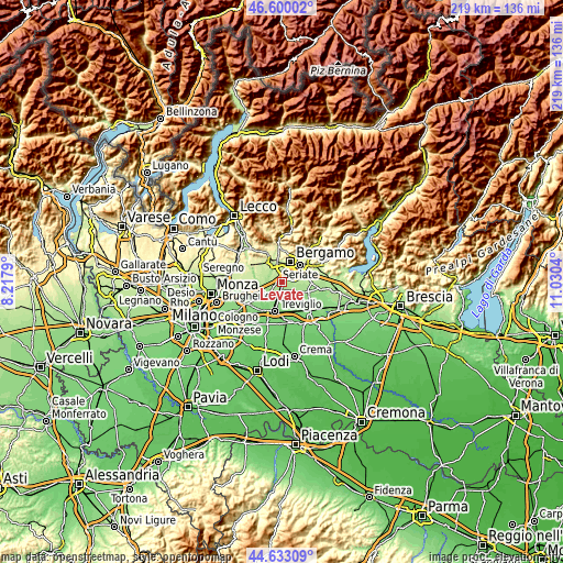 Topographic map of Levate