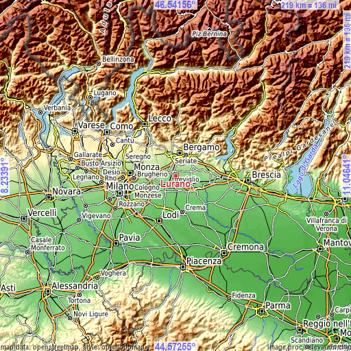 Topographic map of Lurano