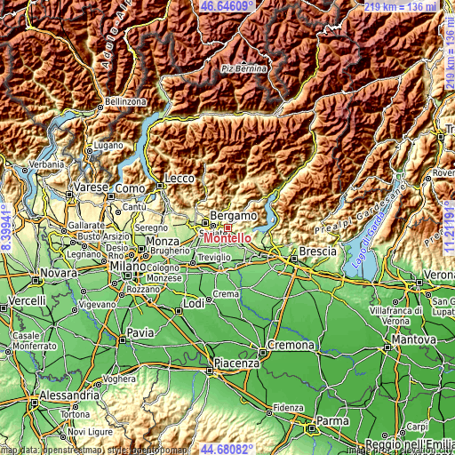 Topographic map of Montello