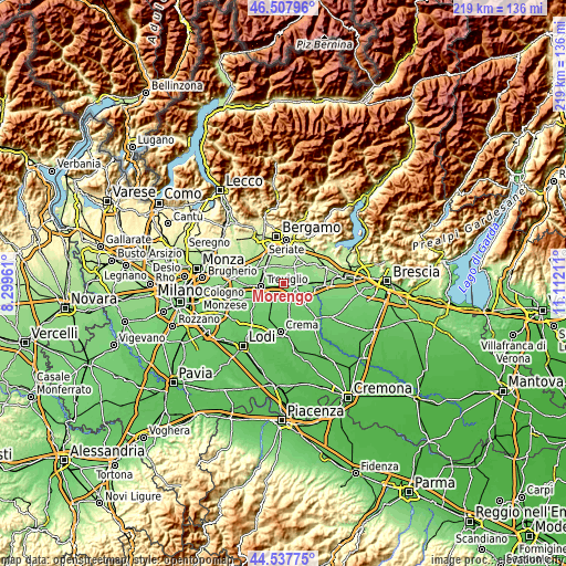 Topographic map of Morengo