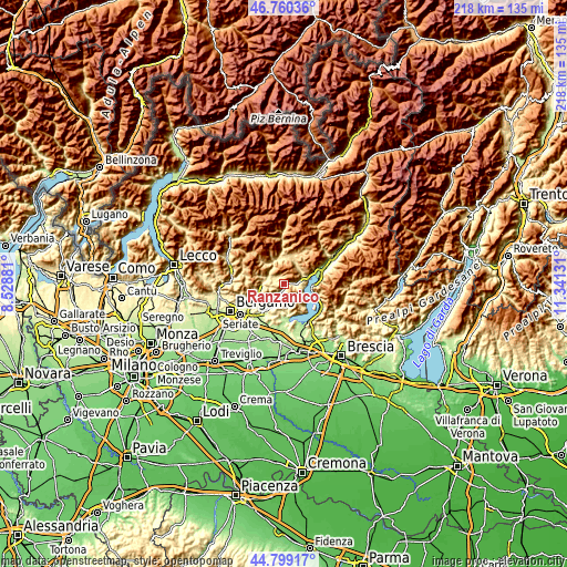 Topographic map of Ranzanico