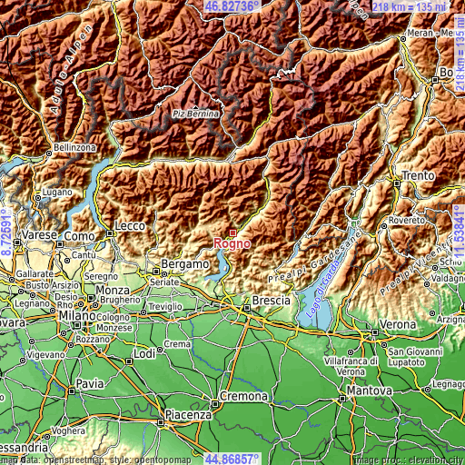 Topographic map of Rogno