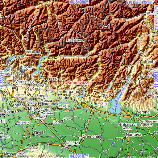 Topographic map of Songavazzo