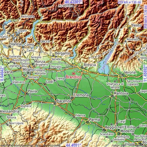 Topographic map of Brandico