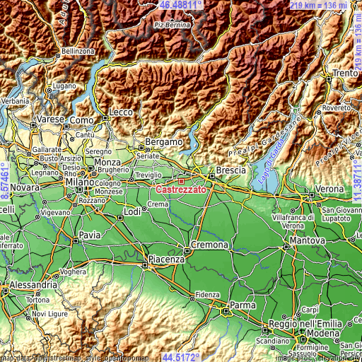 Topographic map of Castrezzato