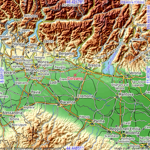 Topographic map of Corzano