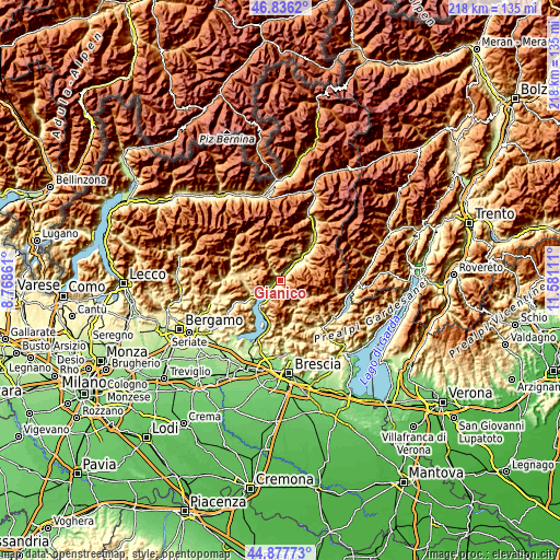 Topographic map of Gianico