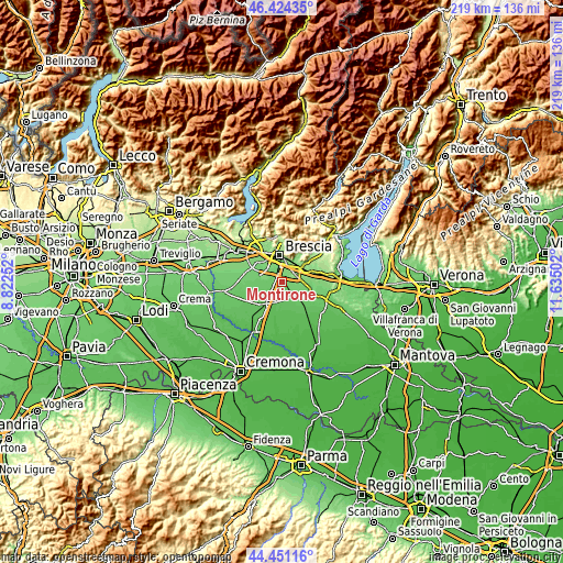 Topographic map of Montirone