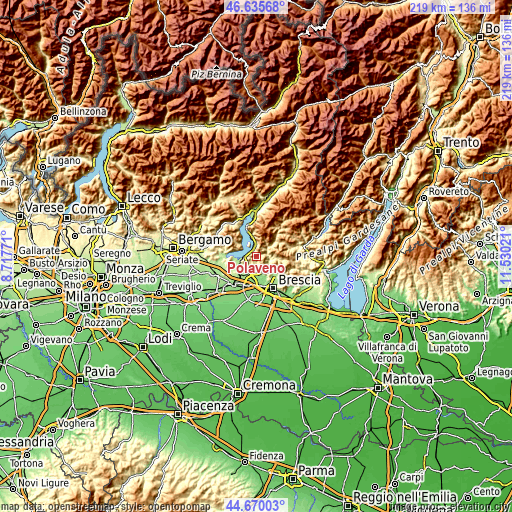 Topographic map of Polaveno