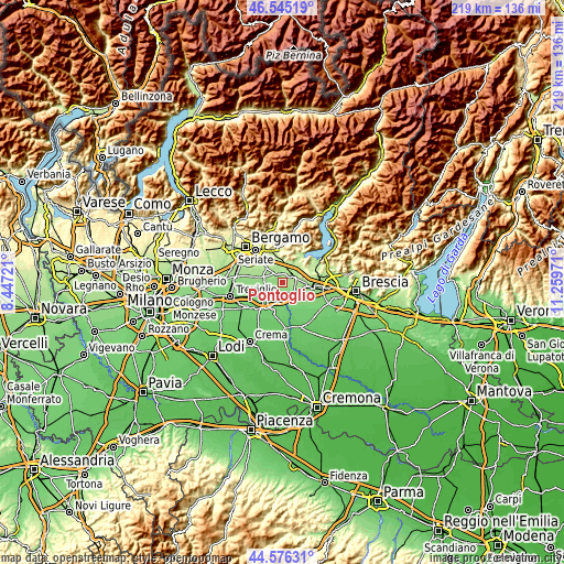 Topographic map of Pontoglio