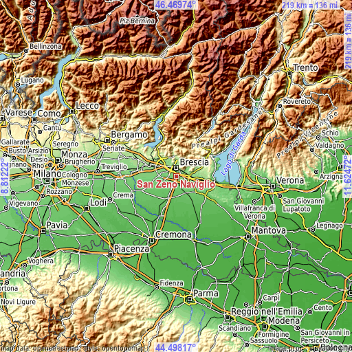 Topographic map of San Zeno Naviglio