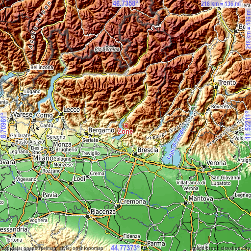 Topographic map of Zone