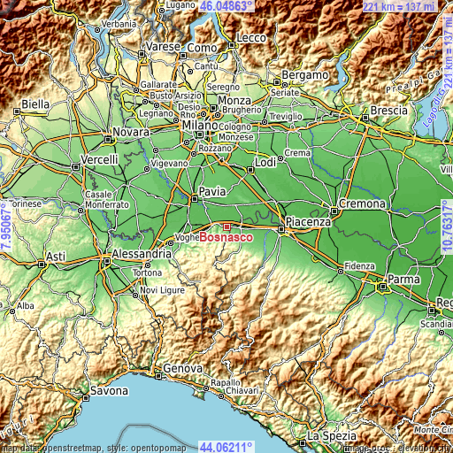 Topographic map of Bosnasco