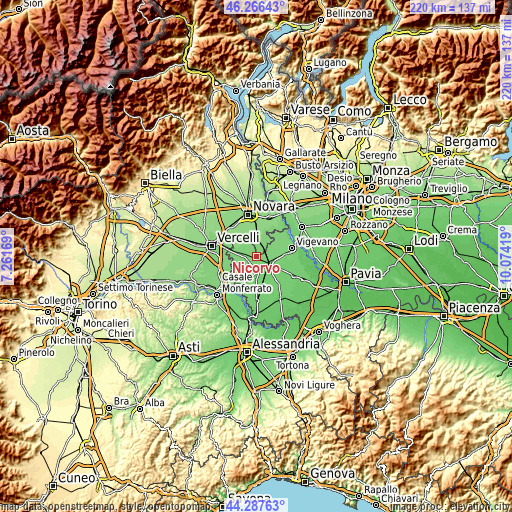 Topographic map of Nicorvo