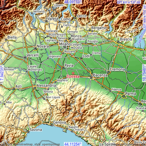 Topographic map of Spessa