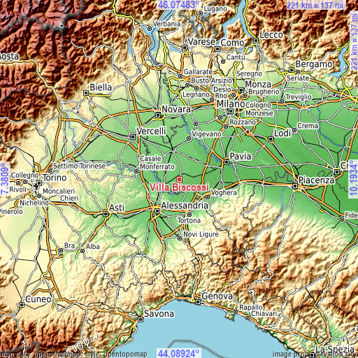 Topographic map of Villa Biscossi