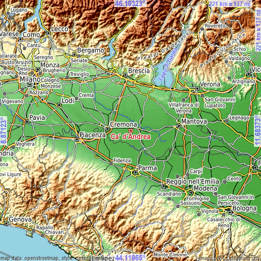 Topographic map of Ca' d'Andrea