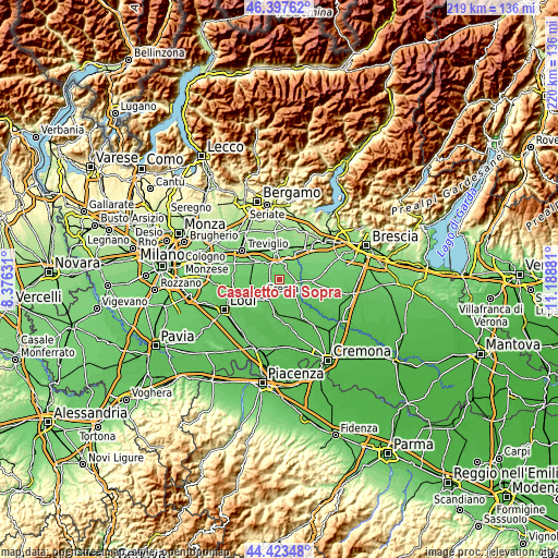 Topographic map of Casaletto di Sopra