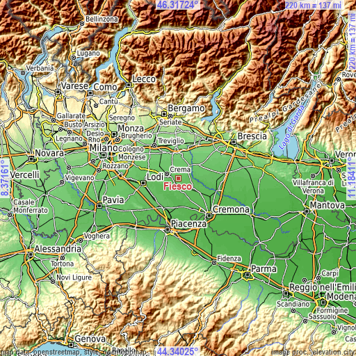 Topographic map of Fiesco