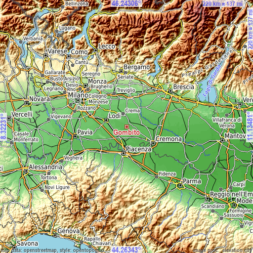 Topographic map of Gombito