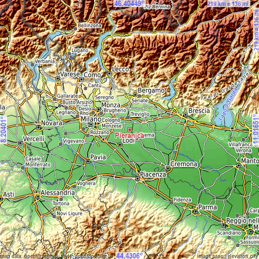 Topographic map of Pieranica