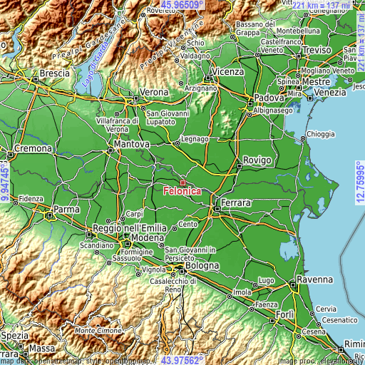 Topographic map of Felonica