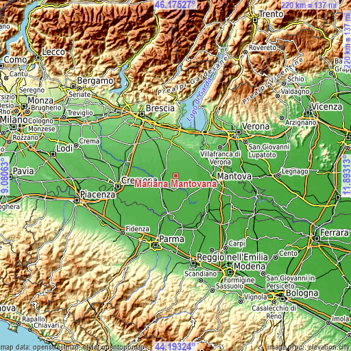 Topographic map of Mariana Mantovana